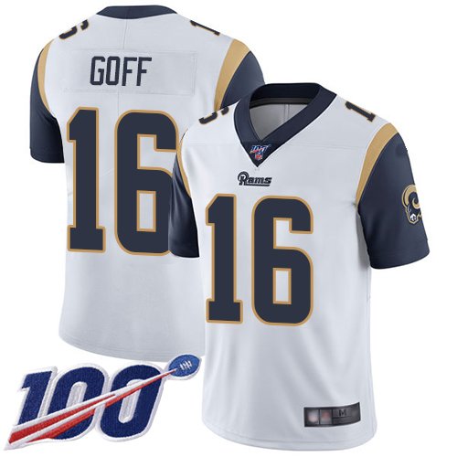 Nike Rams #16 Jared Goff White Stitched NFL 100th Season Vapor Limited Jersey - LAR204