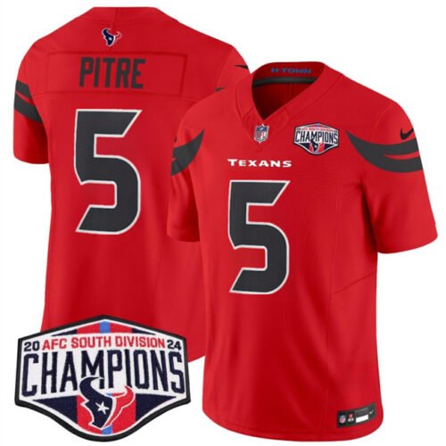 Red Houston Texans #5 Jalen Pitre F.U.S.E. 2024 AFC South Division Champions Vapor Limited Stitched Football Jersey - HTJ370