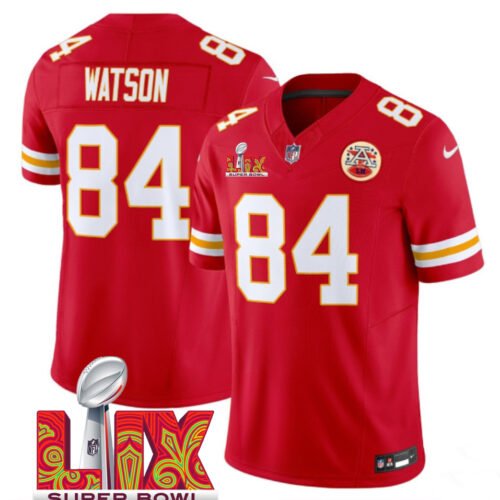 Red Kansas City Chiefs #84 Justin Watson 2025 Super Bowl LIX Patch F.U.S.E. Vapor Limited Stitched Football Jersey - KCJ10