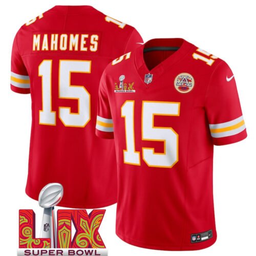 Red Kansas City Chiefs #15 Patrick Mahomes 2025 Super Bowl LIX Patch F.U.S.E. Vapor Limited Stitched Football Jersey - KCJ32