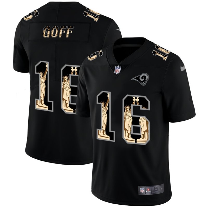 Los Angeles Rams #16 Jared Goff Carbon Black Vapor Statue Of Liberty Limited NFL Jersey - LAR306