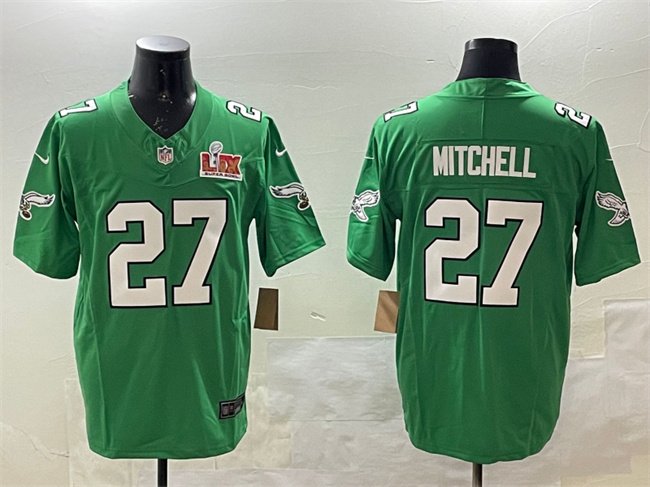 Green Philadelphia Eagles #27 Quinyon Mitchell 2025 Super Bowl LIX Patch F.U.S.E. Throwback Vapor Untouchable Limited Stitched Football Jersey - PEL70