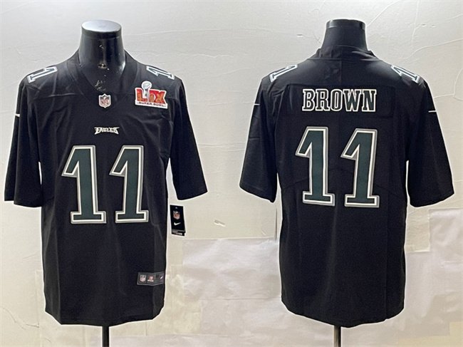 Black Philadelphia Eagles #11 A. J. Brown 2025 Super Bowl LIX Patch Fashion Vapor Untouchable Limited Stitched Football Jersey - PEL252