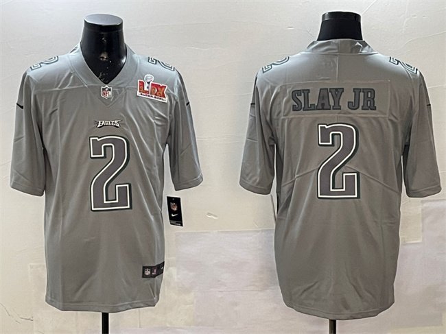 Grey Philadelphia Eagles #2 Darius Slay Jr. 2025 Super Bowl LIX Patch Atmosphere Fashion Vapor Untouchable Limited Stitched Football Jersey - PEL146