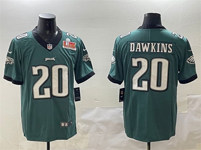 Green Philadelphia Eagles #20 Brian Dawkins 2025 Super Bowl LIX Patch Vapor Untouchable Limited Stitched Football Jersey - PEL109