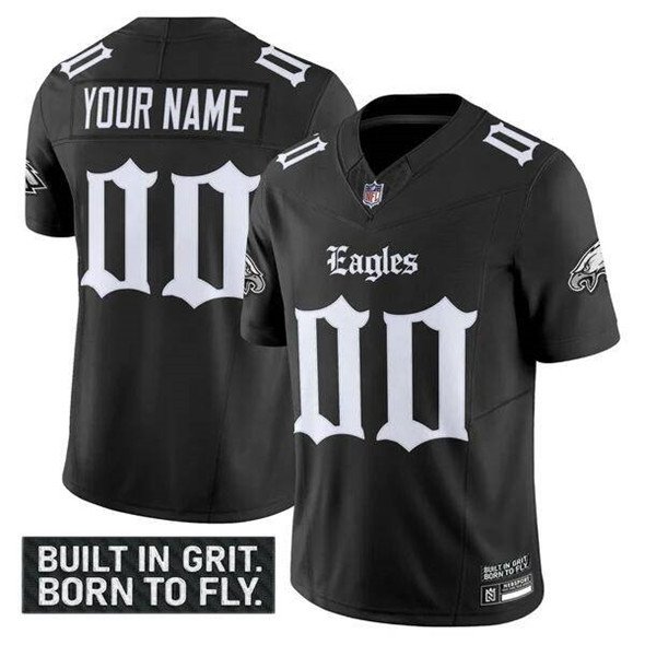 Black Philadelphia Eagles Active Player Custom 2025 F.U.S.E. 'Gothic Philly Edition' Vapor Limited Stitched Football Jersey - PEL254