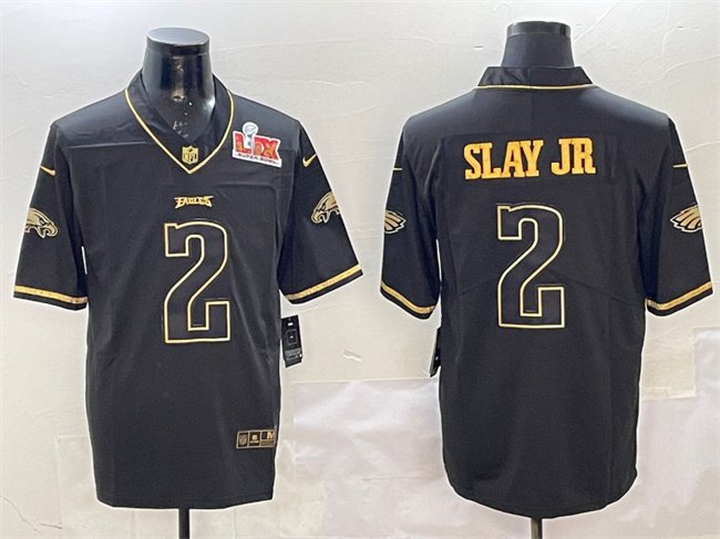 Black/Gold Philadelphia Eagles #2 Darius Slay Jr. 2025 Super Bowl LIX Patch Vapor Untouchable Limited Stitched Football Jersey - PEL200