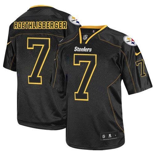Nike Steelers #7 Ben Roethlisberger Lights Out Black Stitched NFL Elite Jersey - PSJ843
