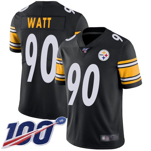 Nike Steelers #90 T. J. Watt Black Team Color Stitched NFL 100th Season Vapor Limited Jersey - PSJ546