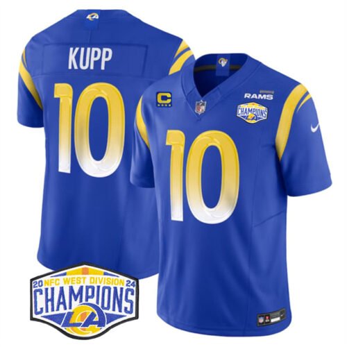 Blue Los Angeles Rams #10 Cooper Kupp 2024 NFC West Champions With 4-Star C Patch F.U.S.E. Vapor Untouchable Stitched Football Jersey - LAR497