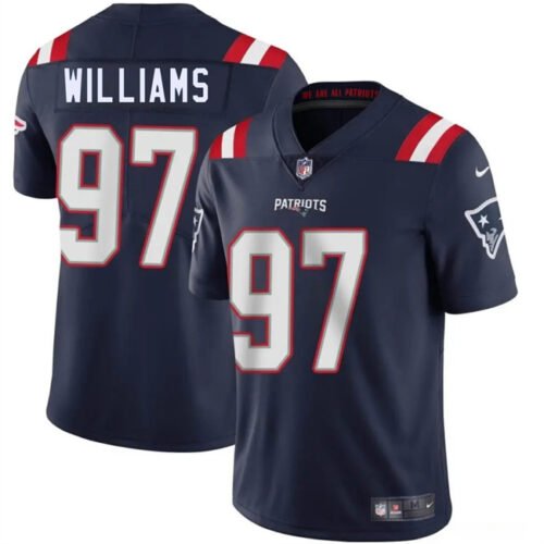 Navy New England Patriots #97 Milton Williams 2025 Vapor Limited Stitched Football Jersey - NEP04