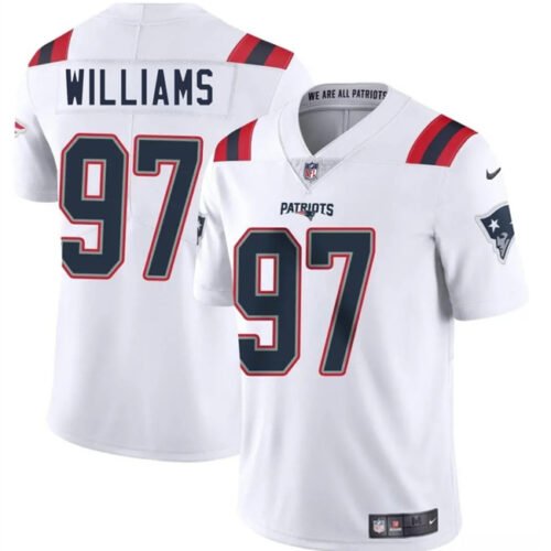 White New England Patriots #97 Milton Williams 2025 Vapor Limited Stitched Football Jersey - NEP64