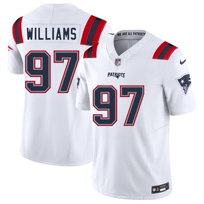 White New England Patriots #97 Milton Williams 2025 F.U.S.E. Vapor Limited Stitched Football Jersey - NEP50