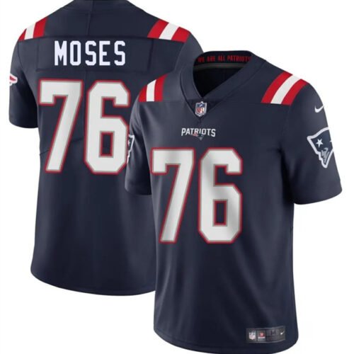 Navy New England Patriots #76 Morgan Moses 2025 Vapor Limited Stitched Football Jersey - NEP20