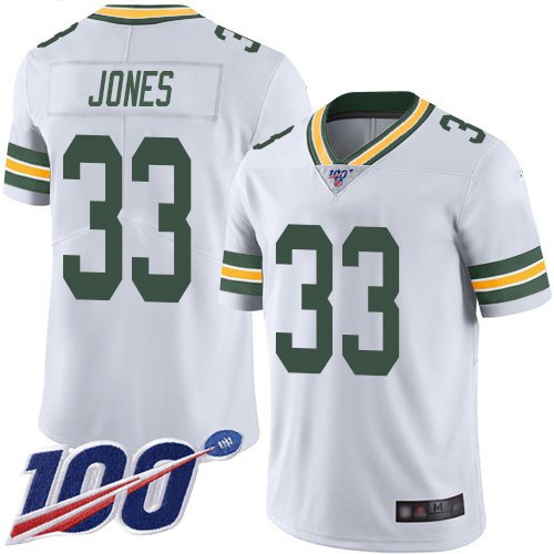 Nike Packers #33 Aaron Jones White Stitched NFL 100th Season Vapor Limited Jersey - GBJ358