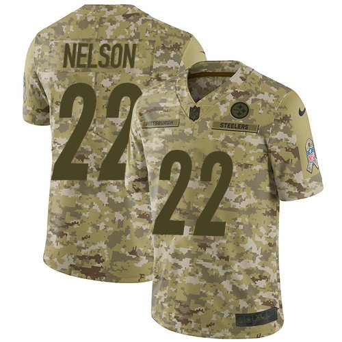 Nike Steelers #22 Steven Nelson Camo Stitched NFL Limited 2018 Salute To Service Jersey - PSJ494