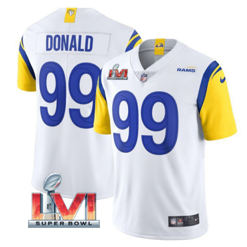 White Los Angeles Rams #99 Aaron Donald 2022 Super Bowl LVI Vapor Limited Stitched Jersey - LAR150