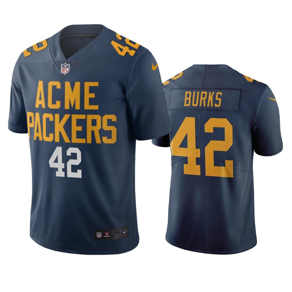 Green Bay Packers #42 Oren Burks Navy Vapor Limited City Edition NFL Jersey - GBJ581