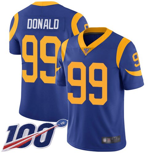 Nike Rams #99 Aaron Donald Royal Blue Alternate Stitched NFL 100th Season Vapor Limited Jersey - LAR225