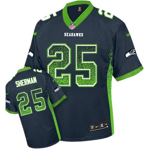 Nike Seahawks #25 Richard Sherman Steel Blue Team Color Stitched NFL Elite Drift Fashion Jersey