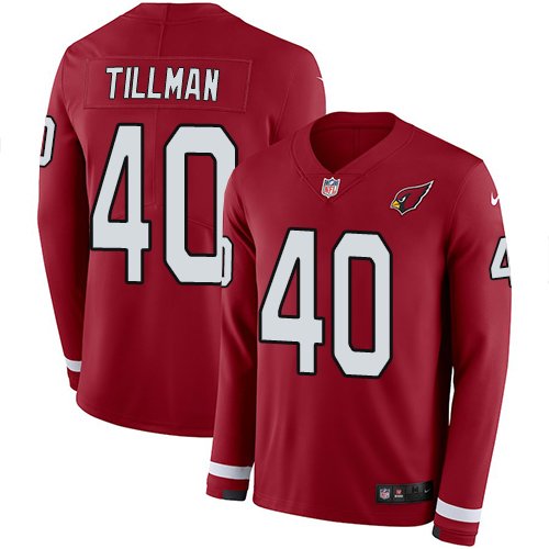 Nike Cardinals #40 Pat Tillman Red Team Color Stitched NFL Limited Therma Long Sleeve Jersey - ACJ233