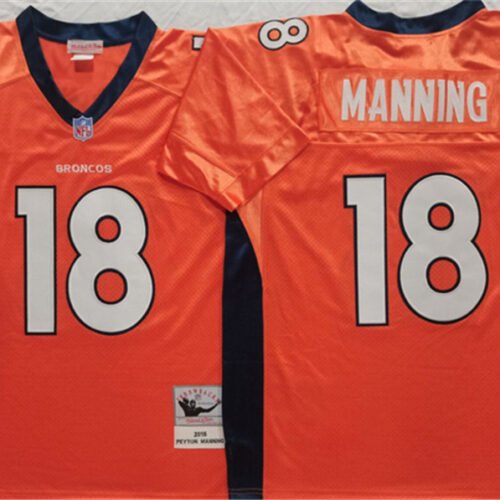 Orange Denver Broncos #18 Peyton Manning Throwback Stitched Jersey