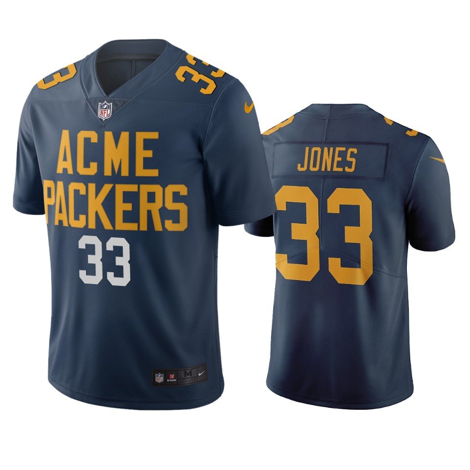 Green Bay Packers #33 Aaron Jones Navy Vapor Limited City Edition NFL Jersey - GBJ19