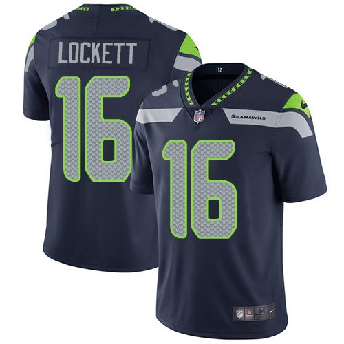 Nike Seahawks #16 Tyler Lockett Steel Blue Team Color Stitched NFL Vapor Untouchable Limited Jersey