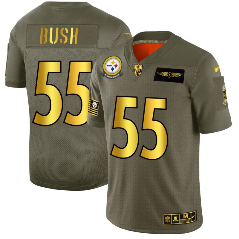Pittsburgh Steelers #55 Devin Bush NFL Nike Olive Gold 2019 Salute to Service Limited Jersey - PSJ725