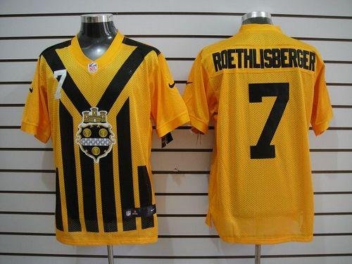 Nike Steelers #7 Ben Roethlisberger Gold 1933s Throwback Embroidered NFL Elite Jersey - PSJ67