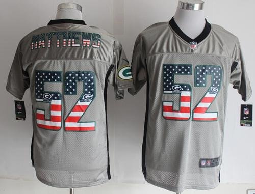Nike Packers #52 Clay Matthews Grey Stitched NFL Elite USA Flag Fashion Jersey - GBJ96
