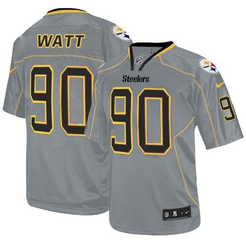 Nike Steelers #90 T. J. Watt Lights Out Grey Stitched NFL Elite Jersey - PSJ416