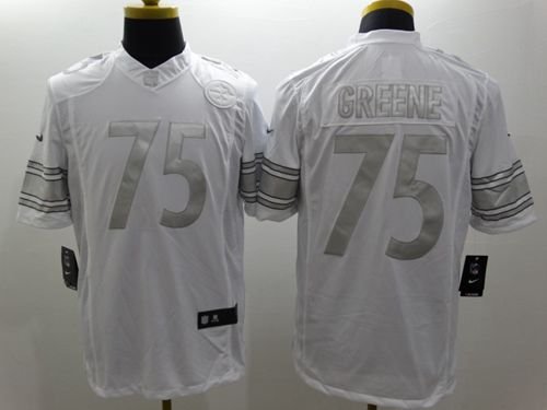 Nike Steelers #75 Joe Greene White Stitched NFL Limited Platinum Jersey - PSJ390