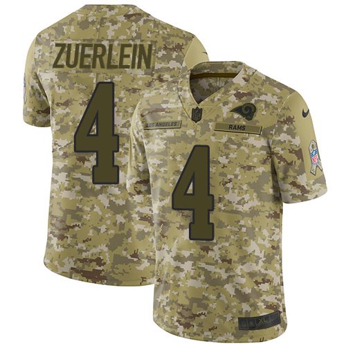 Nike Rams #4 Greg Zuerlein Camo Stitched NFL Limited 2018 Salute To Service Jersey - LAR151