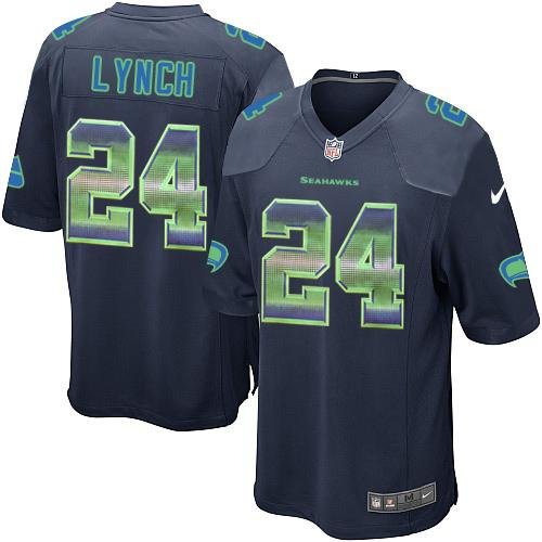 Nike Seahawks #24 Marshawn Lynch Steel Blue Team Color Stitched NFL Limited Strobe Jersey