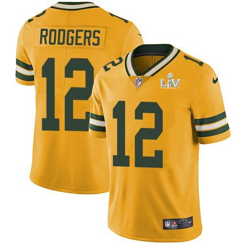 Green Bay Packers #12 Aaron Rodgers Gold 2021 Super Bowl LV Stitched Jersey - GBJ66