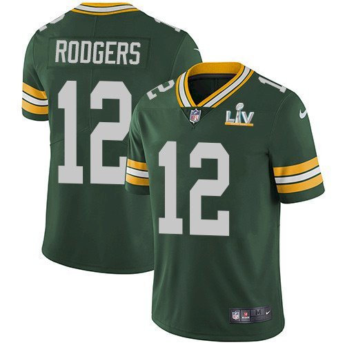 Green Bay Packers #12 Aaron Rodgers Green 2021 Super Bowl LV Stitched Jersey - GBJ371
