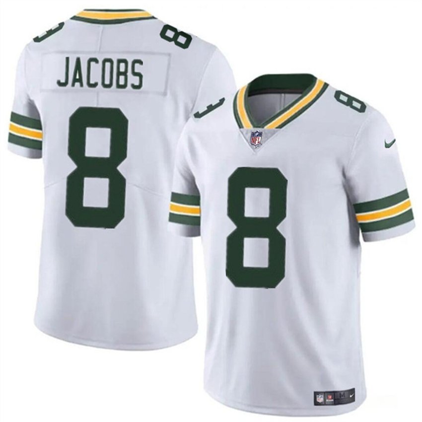 White Green Bay Packers #8 Josh Jacobs Vapor Limited Stitched Football Jersey - GBJ520