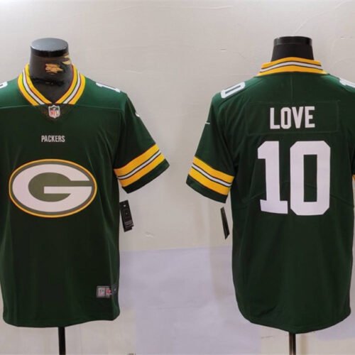 Green Green Bay Packers #10 Jordan Love Big Logo Vapor Limited Stitched Football Jersey - GBJ586