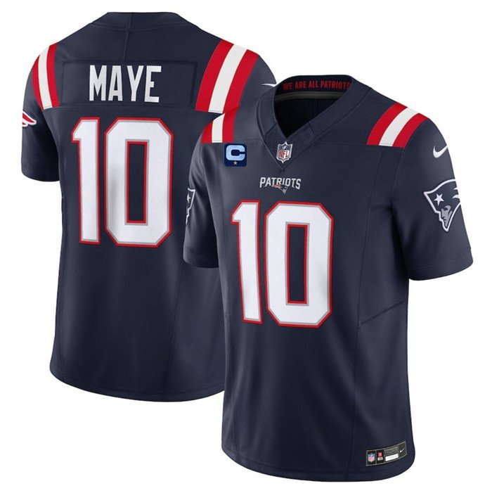 Navy New England Patriots #10 Drake Maye 2025 F.U.S.E. With 1-Star C Patch Vapor Limited Stitched Football Jersey - NEP38