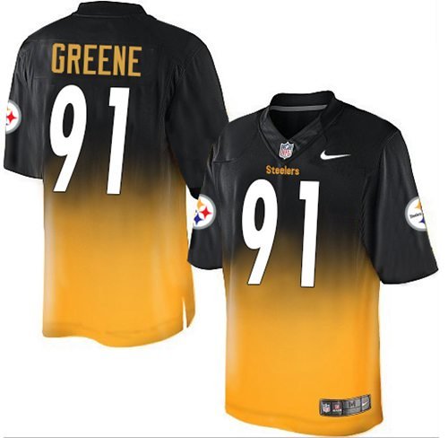 Nike Steelers #91 Kevin Greene Black/Gold Stitched NFL Elite Fadeaway Fashion Jersey - PSJ468