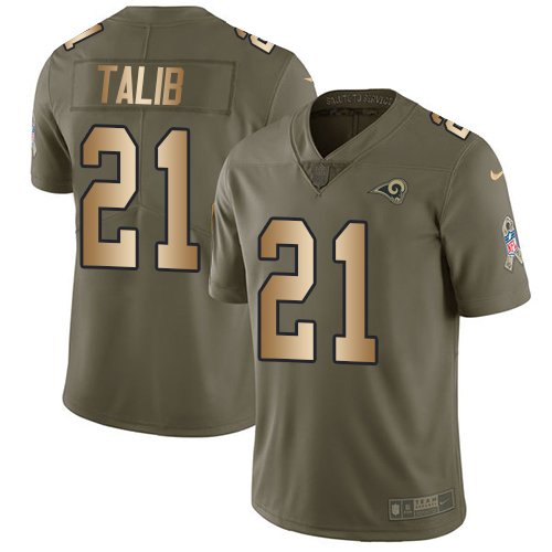 Nike Rams #21 Aqib Talib Olive/Gold Stitched NFL Limited 2017 Salute To Service Jersey - LAR412
