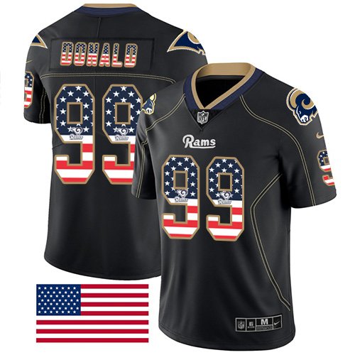 Nike Rams #99 Aaron Donald Black Stitched NFL Limited Rush USA Flag Jersey - LAR48