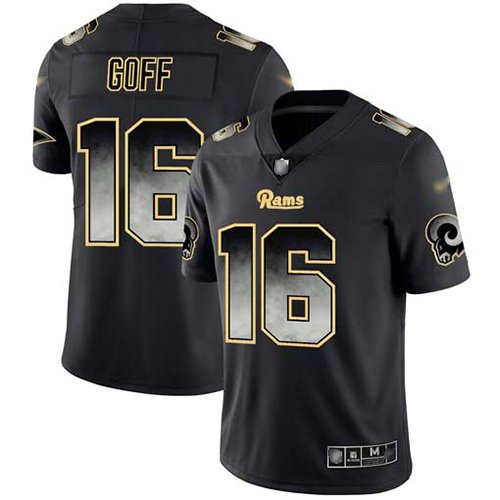 Nike Rams #16 Jared Goff Black Stitched NFL Vapor Untouchable Limited Smoke Fashion Jersey - LAR70