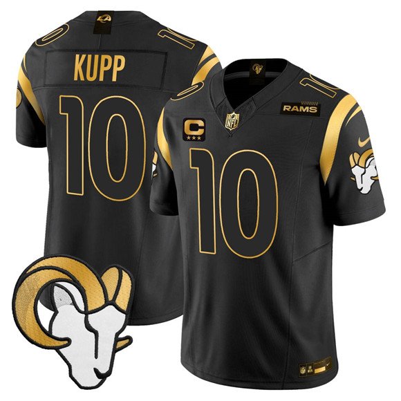 Black/Gold Los Angeles Rams #10 Cooper Kupp 2025 F.U.S.E. With 3-Star C Patch Vapor Untouchable Stitched Football Jersey - LAR83