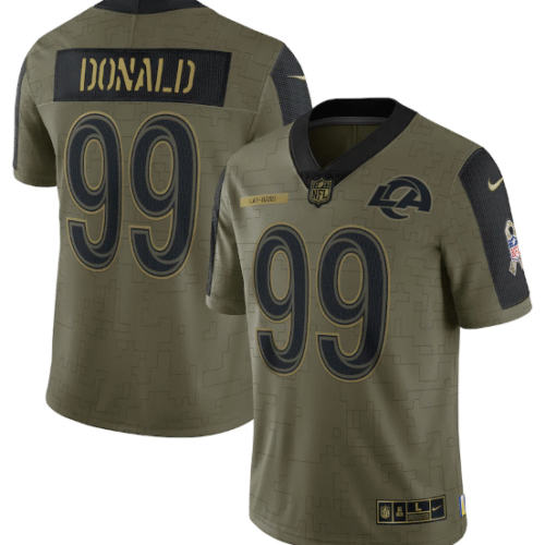 Olive Los Angeles Rams #99 Aaron Donald 2021 Salute To Service Limited Stitched Jersey - LAR548