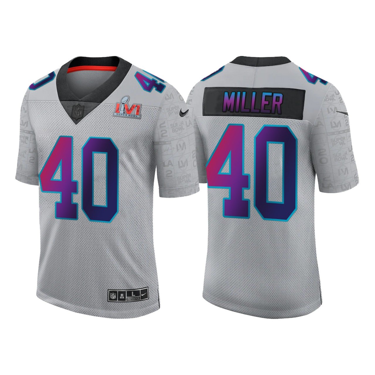 Grey Los Angeles Rams #40 Von Miller 2022 Super Bowl LVI Limited Stitched Jersey - LAR164