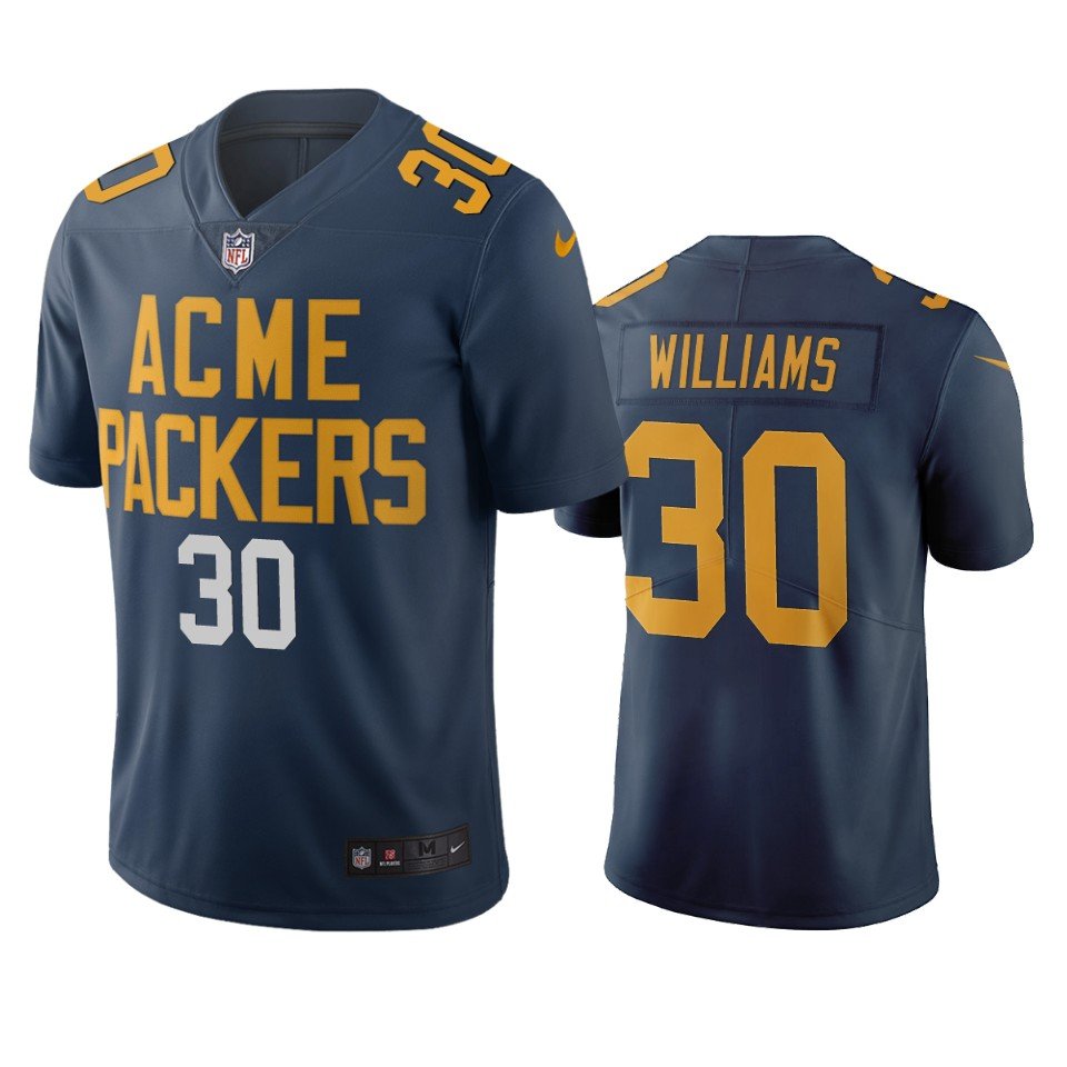 Green Bay Packers #30 Jamaal Williams Navy Vapor Limited City Edition NFL Jersey - GBJ550