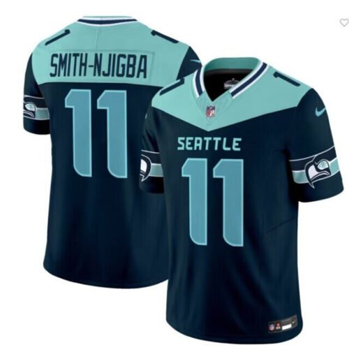 Blue Seattle Seahawks #11 Jaxon Smith-Njigba Navy F.U.S.E. 'Seattle City' Vapor Limited Stitched Football Jersey