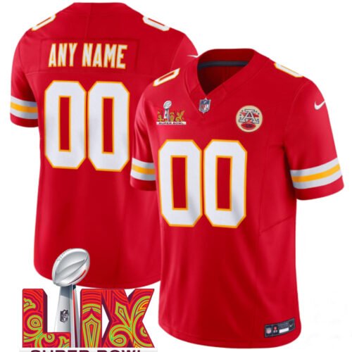 Red Kansas City Chiefs Active Player Custom 2025 Super Bowl LIX Patch F.U.S.E. Vapor Limited Stitched Football Jersey - KCJ52
